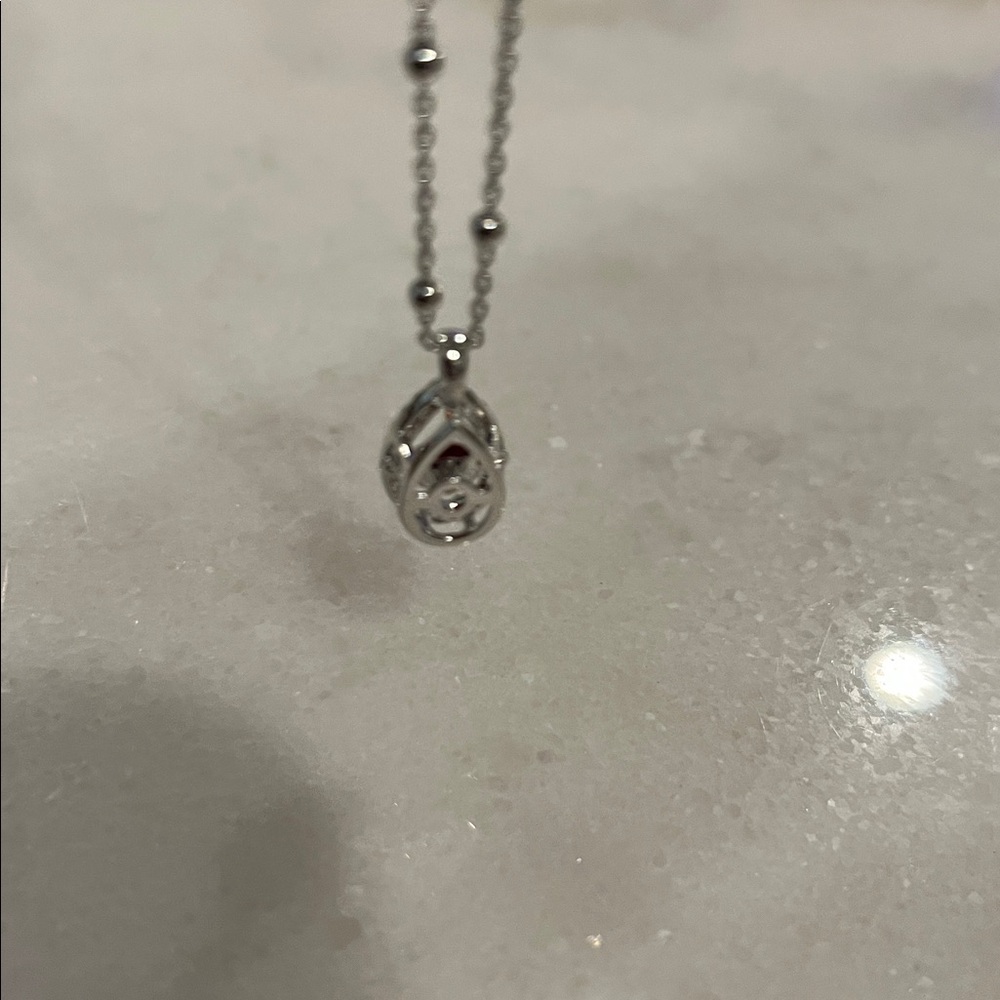 LAB RUBY WHITE SAPPHIRE 925 Pendant Necklace BRAND NEW APROX 16in adjustable - Picture 5 of 5